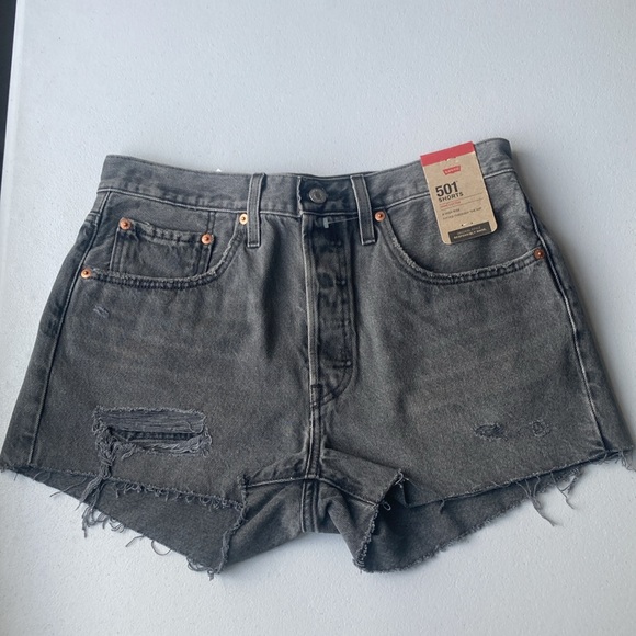 Levi’s distressed high rise 501 jean cotton denim short cutoff size 30 - Picture 14 of 17